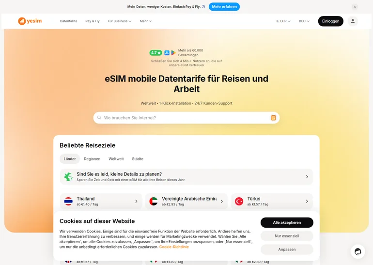 Yesim eSIM Erfahrungen – Startseite